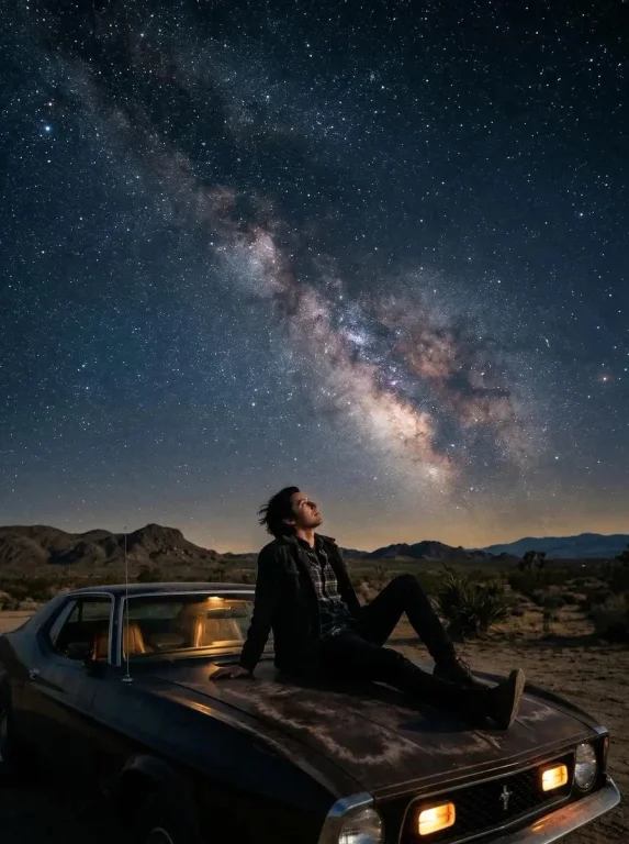 Cosmic Contemplation: A Lone Soul Under the Stars