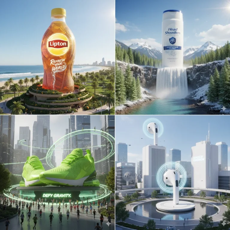 Ultra-Realistic Cgi Shot Of A Giant Product Name Here, Seamlessly