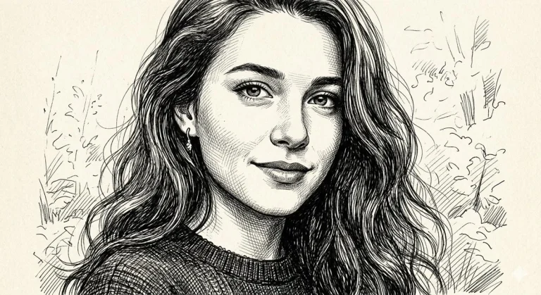 Intricate Ink Portrait of Serenity