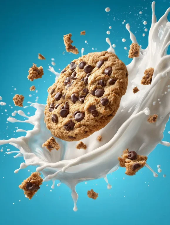 Ultrarealistic Close-Up Photo Of An Oreo Cookie Being Dunked Into