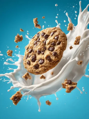Ultrarealistic Close-Up Photo Of An Oreo Cookie Being Dunked Into — Nano Banana Pro AI Prompt: ultrarealistic close-up photo of an Oreo cookie being dunked into cold milk, spl...