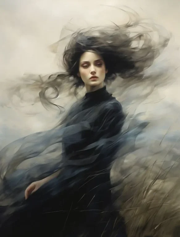 A Cinematic Fine-Art Portrait Of A Mysterious Young Woman Standin