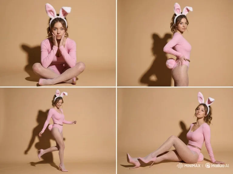 High-Fashion Bunny Chic in Bold Pink and Gold