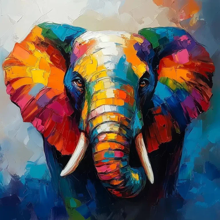 Vibrant Elephant Head Portrait