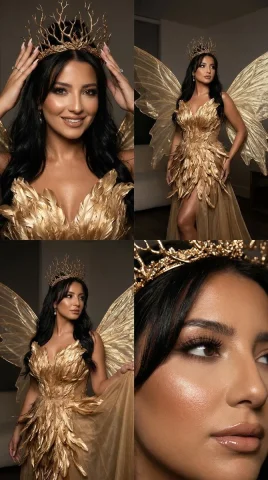 Regal Gold Fantasy Couture in High-Detail Panels — Nano Banana 2 AI Prompt: { "generation_request": { "meta_data": { "tool": "NanoBa...
