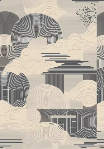 Japanese Pattern Vector Design — Midjourney v6 AI Prompt: A light-toned vector graphic featuring a traditional Japanese pattern with geome...