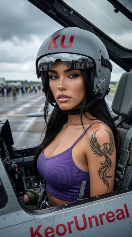 Glamorous Fighter Jet Pilot Portrait