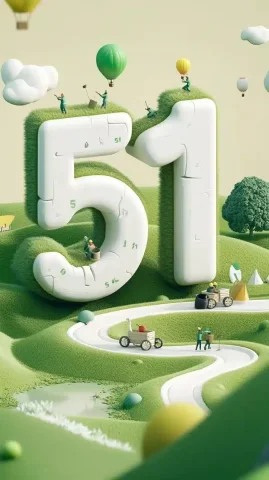 3D Minimalist Labour Day Scene — Midjourney v6 AI Prompt: A 3D-style Labour Day illustration in fresh green and white tones, set against a...