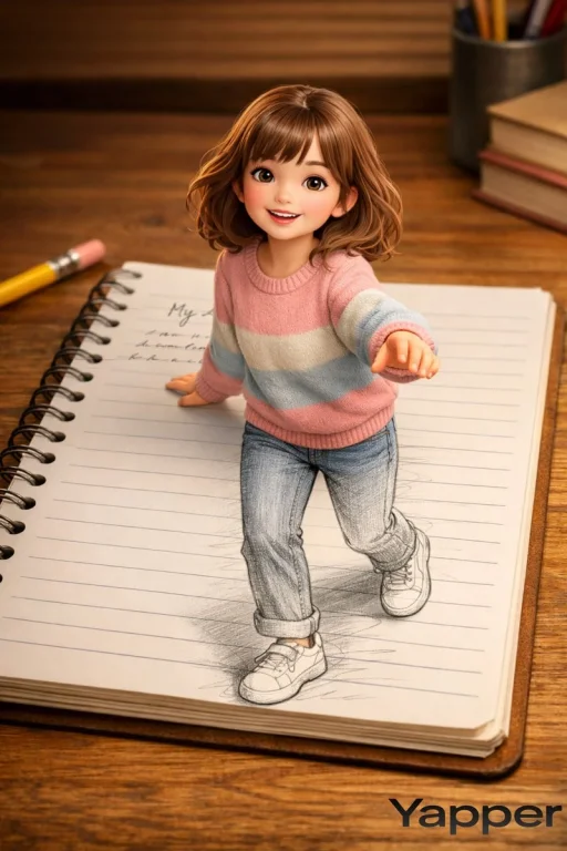 A 3D Pop-Out Sketch from a Notebook