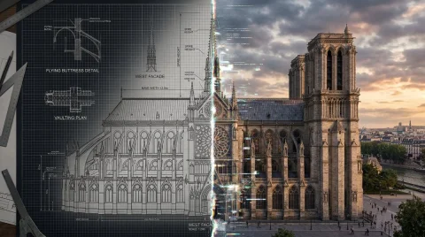 When Two Realities Clash: A Split in Dimensions — Nano Banana 2 AI Prompt: A [subject] split vertically down the center, left half as a [adjective] technic...