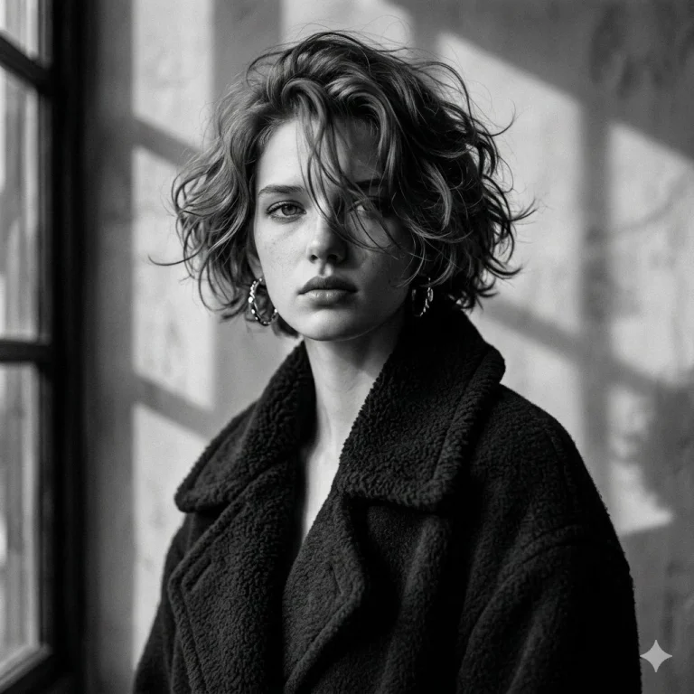 Monochrome Introspection: Moody Portrait in Shadows