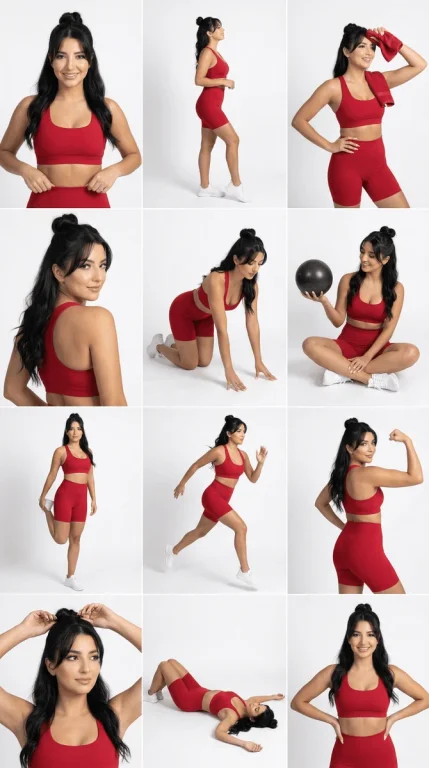 Bold Red Activewear in Studio Perfection