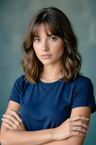 The Quiet Strength of Simplicity — Nano Banana 2 AI Prompt: A high-resolution cinematic portrait of a young woman with wavy, chocolate-brown...