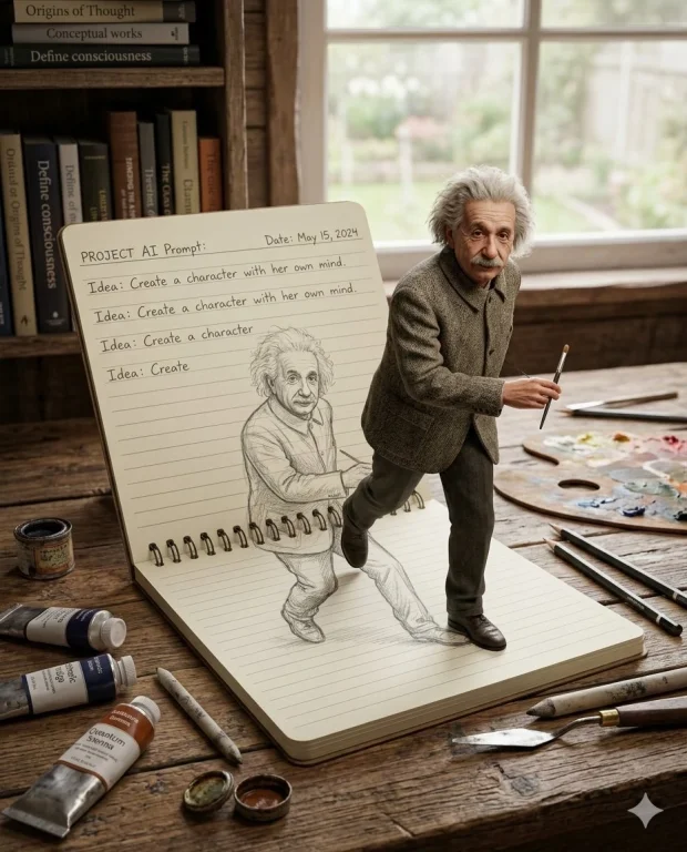 Sketch Comes to Life on Rustic Desk