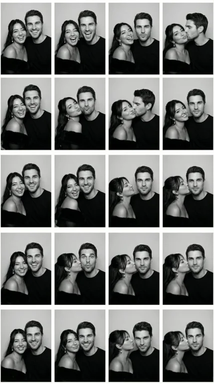 Romantic Photobooth Moments in Black and White