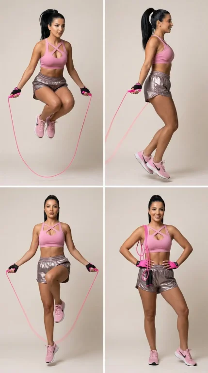 Neon Pink Fitness: Jump Rope Action in Style