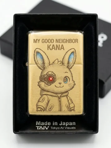 Golden Flip-Top Lighter with Laser Engraving — Nano Banana 2 AI Prompt: Golden metal lighter close-up, classic flip-top lighter, the surface engraved wi...
