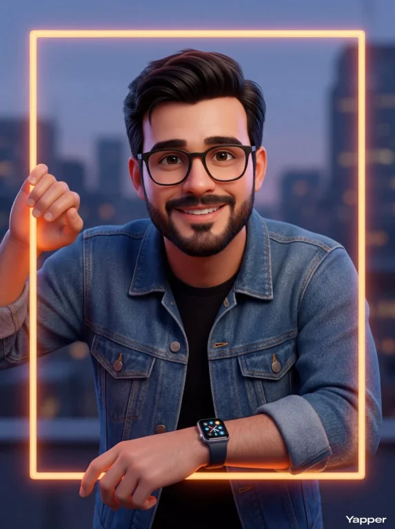 A Warm Smile Through a Glowing Frame