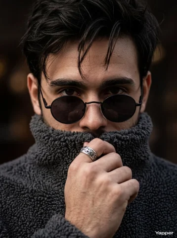 The Dark Elegance of Texture and Light — Nano Banana 2 AI Prompt: Extreme macro cinematic portrait, shot on 85mm prime lens, f/1.8. A young man wi...