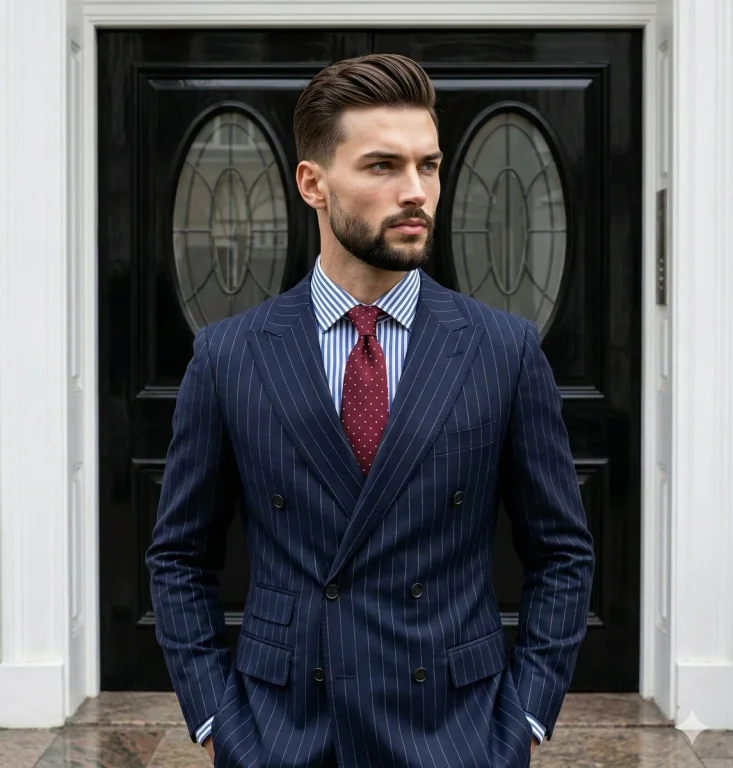 Sartorial Elegance: Classic Pinstripe Portrait