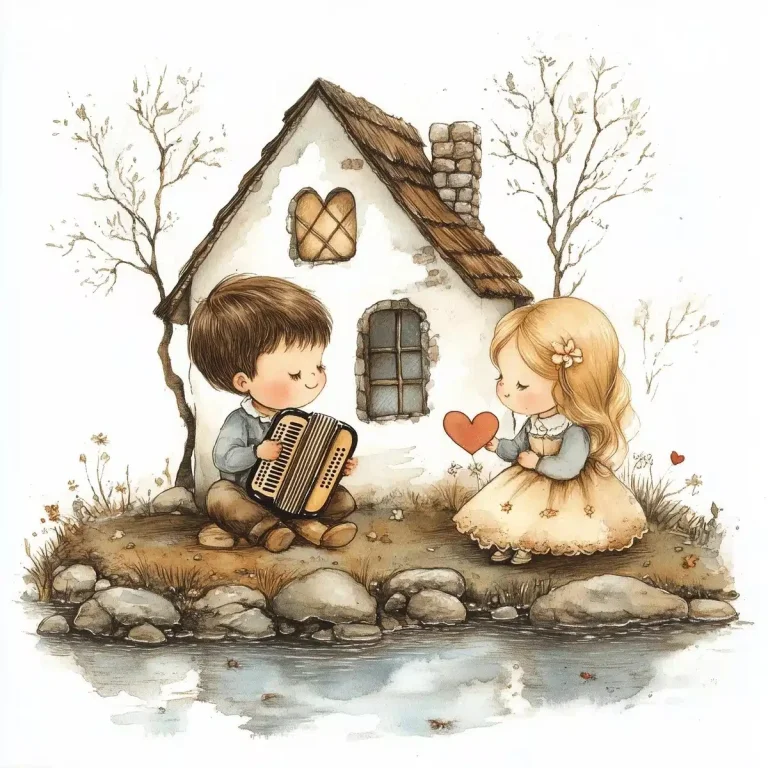 Vintage Valentine Farm Scene