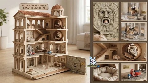 Roman Holiday-Inspired Hamster Mansion Design — Nano Banana 2 AI Prompt: Prompt Create a deluxe hamster mansion design blueprint themed around Roman Holi...