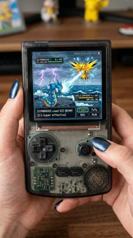 Retro Meets Future: A Nano Banana with a Gameboy Twist — Nano Banana 2 AI Prompt: holding a modern see-through gameboy color with shades of black, the reference i...