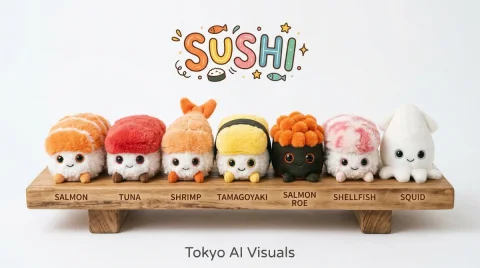Fluffy Sushi Characters in Jellycat Style — Nano Banana 2 AI Prompt: SUSHI Image : Nanobanana 2 Made in @Hailuo_AI Prompt Masterpiece photography by...