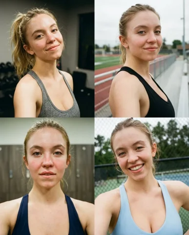 Nano Banana Showdown: NB2 vs Sydney Sweeney — Nano Banana 2 AI Prompt: { "task": "sports_selfie_collage", "output": { "type": "single_i...