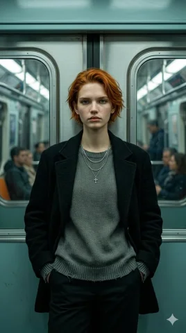 Confident Calm in the Subway: Ultra-Realistic Fashion Portrait — Nano Banana 2 AI Prompt: { "type": "image_generation_prompt", "style": "ultra-realistic, cinemati...