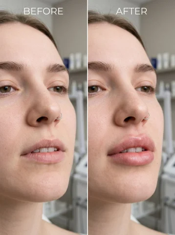 Subtle Lip Transformation: A Realistic Before and After — Nano Banana 2 AI Prompt: { "subject": "before and after lip filler comparison of the same woman",...