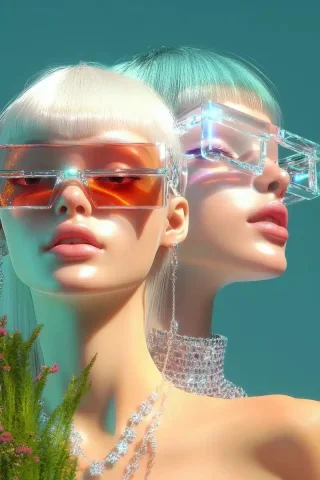 Surreal Garden Teens Miu Miu — Midjourney v6 AI Prompt: Una pareja de adolescentes en un jardin encantado y surrelista con mucha vegetac...