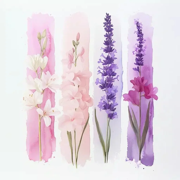Watercolor Floral Brushstrokes Collage