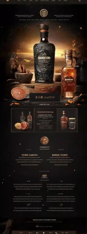 Luxury-Rugged Tequila Website Design — Midjourney v6 AI Prompt: Create a luxury-rugged website design for Bandero Tequila, blending deep, rich t...