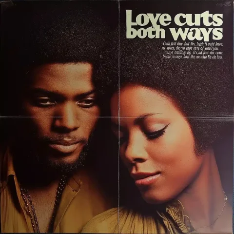 70s Soul Album Cover — Midjourney v6 AI Prompt: 70's progressive soul album cover, "Love Cuts Both Ways" Oh, love cuts both ways...