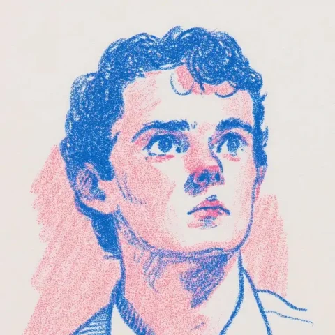 High School Graduate Risograph — Midjourney v6 AI Prompt: teen high school graduate front view risograph illustration --v 7 --stylize 120...