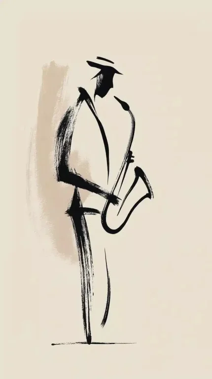 Saxophonist Silhouette in Coffee Tones
