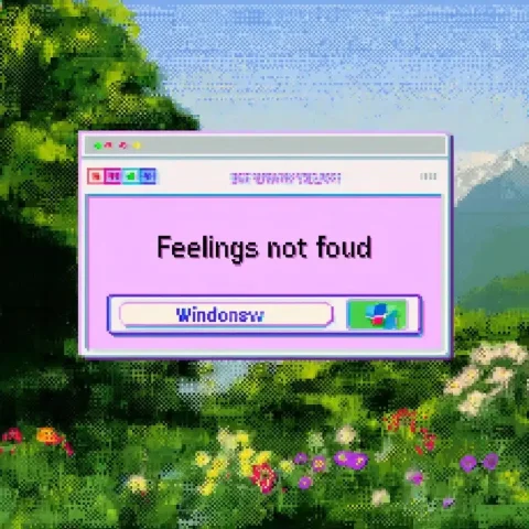 Pixel Art Error Window — Midjourney v6 AI Prompt: retro Windows 98 pop-up error window with text "Feelings not found", pixel art s...
