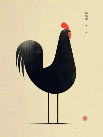 Minimalist Typography Rooster — Midjourney v6 AI Prompt: A beautiful rooster, Typography design, Chinese art influence, minimalistic --ar...