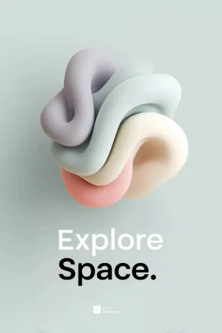 Abstract Galaxy Poster Design — Midjourney v6 AI Prompt: Modern poster design featuring an abstract composition of swirling colors (purpl...