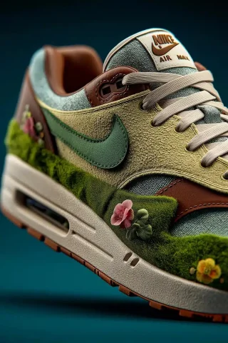 Organic Nike Air Max 1 Photography — Midjourney v6 AI Prompt: nike air max 1 made of organic materials, kitbash3d, photography, stock photo, n...