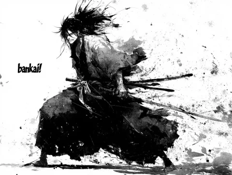 Shinigami Power Expansion Manga — Midjourney v6 AI Prompt: Manga panel style from bleach tite kubo, showing a full panel with a shinigami w...