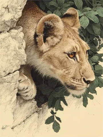 Wildlife Art by Brenders — Midjourney v6 AI Prompt: wildlife art in the sytle of Ian Carl Brenders --chaos 25 --ar 3:4 --v 7 --styli...