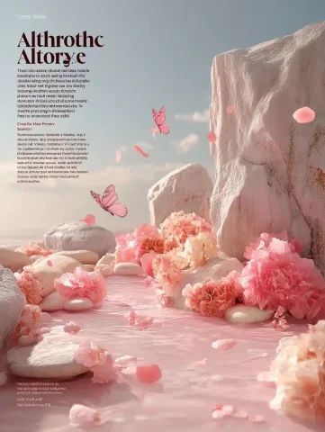 Serene Pink Landscape Design — Midjourney v6 AI Prompt: "Create a bright and serene background with a soft, dreamy atmosphere. Bright sa...