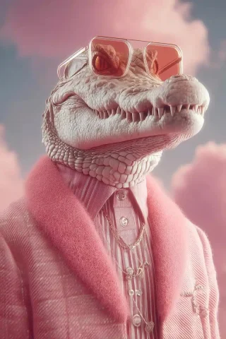 Surreal Alligator Morning Routine — Midjourney v6 AI Prompt: Surreal anthropomorphic alligator, ethereal morning routine, anthropomorphic all...