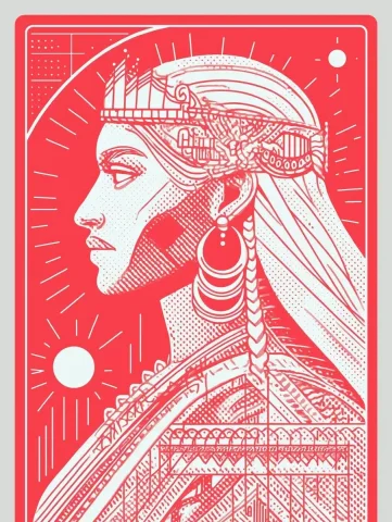 Tarot Card Graphic Design — Midjourney v6 AI Prompt: A tarot card graphic, clean lines, inspired by Jennifer Lopez --chaos 10 --ar 3:...