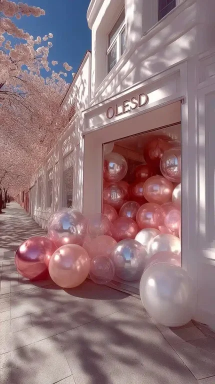 Modern Storefront with Balloons