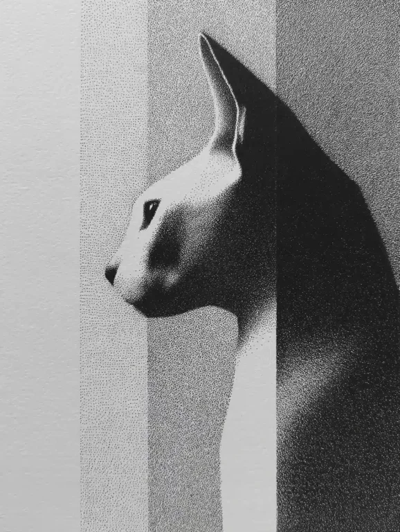 Grayscale Sphynx Drawing