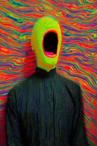 Psychedelic Chaos Illustration — Midjourney v6 AI Prompt: Psychedelic psychopaths --chaos 15 --ar 2:3 --style raw --v 7 --stylize 700 --pr...