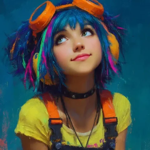 Futuristic Girl NFT Art — Midjourney v6 AI Prompt: Smiling a foreign little girl, illustration style, futuristic, NFT art, non-real...